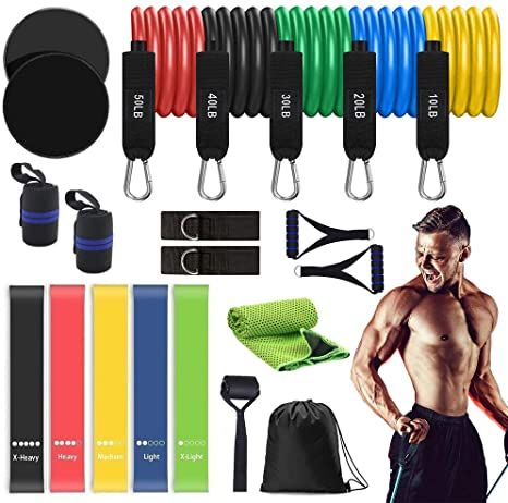 11-Piece Set of Premium Power Resistance Exercise Bands